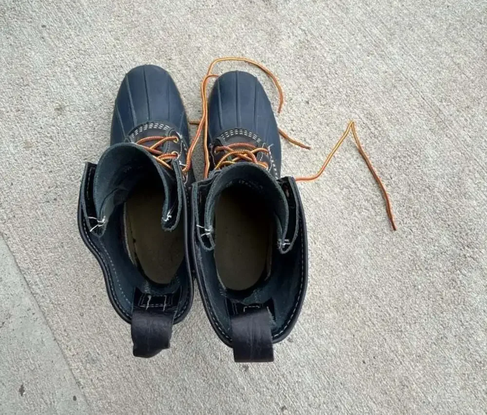 L.L. Bean Bean Boots 8-Inch Leather Duck Boots Navy Blue Size 9M